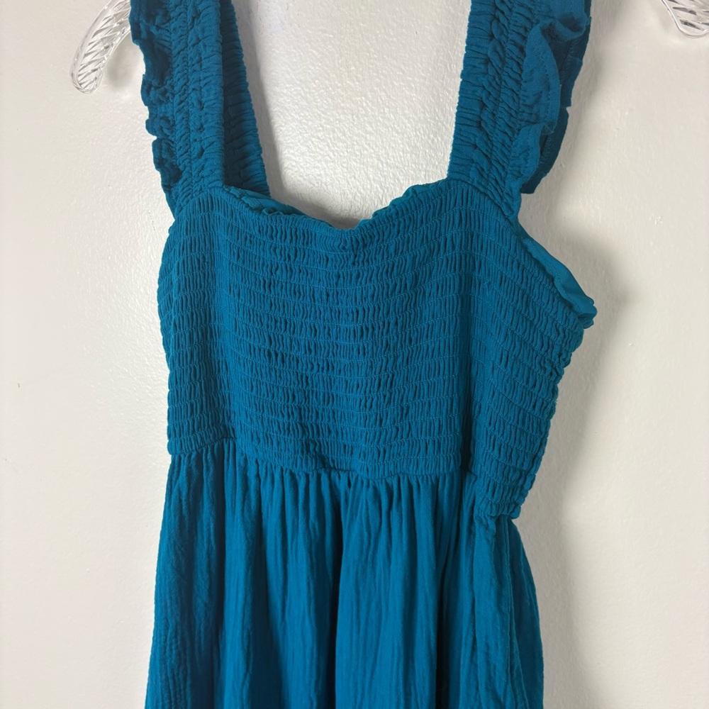 Soma Weekend Smocked Ruffle Strap Pintucked Midi Dress in Blue - Picture 5 of 15